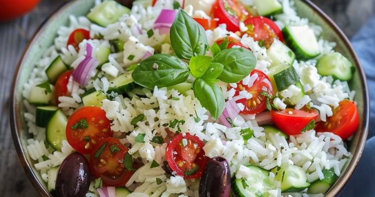 Salade de riz méditerranéenne fraîche et irrésistible