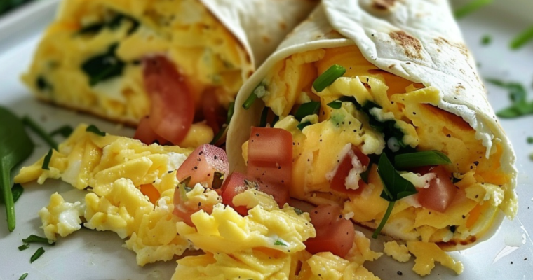 Wraps irrésistibles aux œufs brouillés et fromage fondant