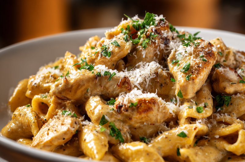 Pâtes à la crème et poulet (recette facile)