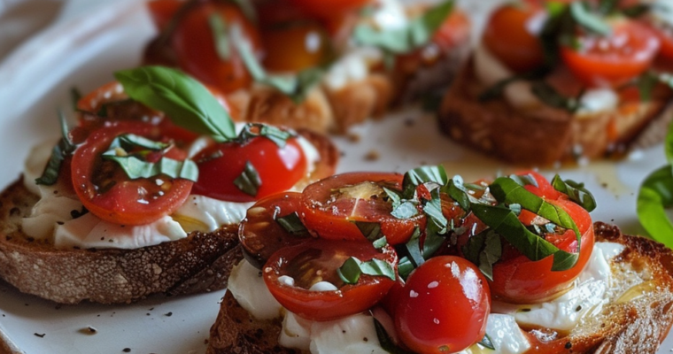 Bruschettas irrésistibles aux tomates et mozzarella
