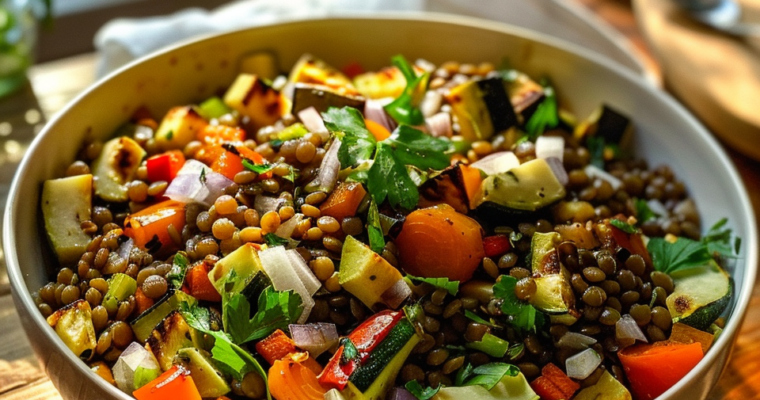 Salade de lentilles & légumes rôtis : un délice irrésistible