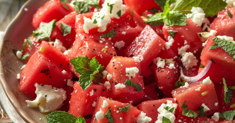 Salade Pastèque Feta : Fraîcheur Estivale Irrésistible