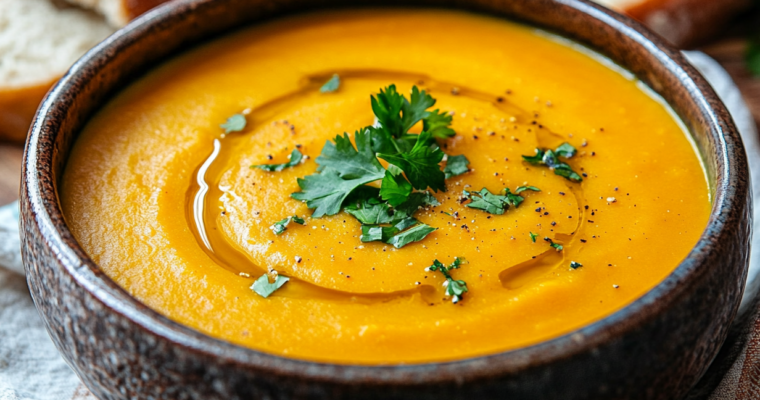 Soupe de citrouille, carotte et pommes de terre irrésistible