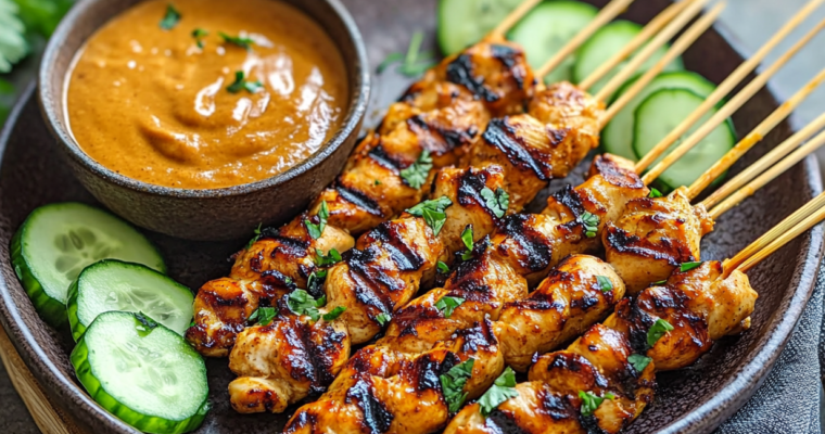 Irrésistibles brochettes de poulet satay au goût envoûtant