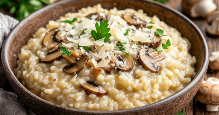 Risotto aux champignons et au parmesan : Crémeux et réconfortant