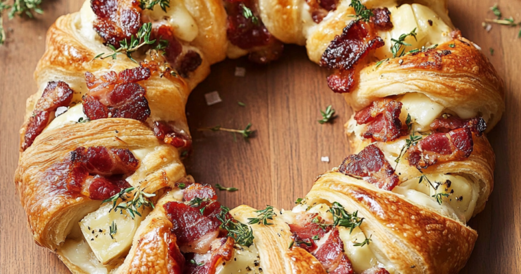 Couronne de Feuilletés au Brie et au Bacon : Recette Apéritif Festive et Facile