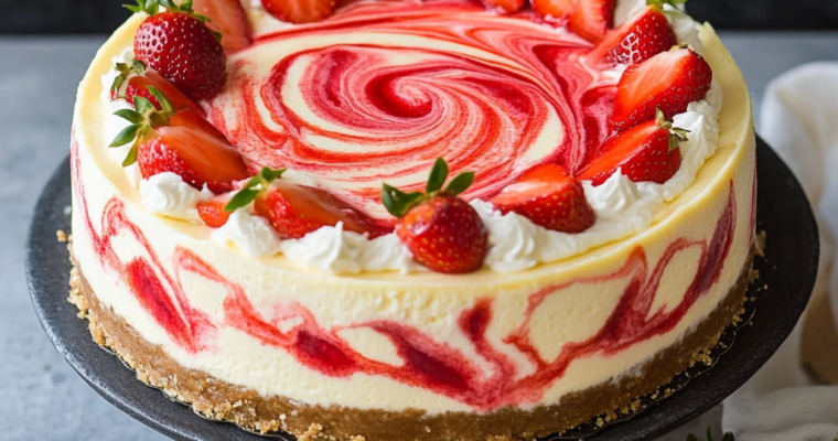 Recette Cheesecake Marbré à la Fraise : Le Secret de l&rsquo;Effet Tourbillon
