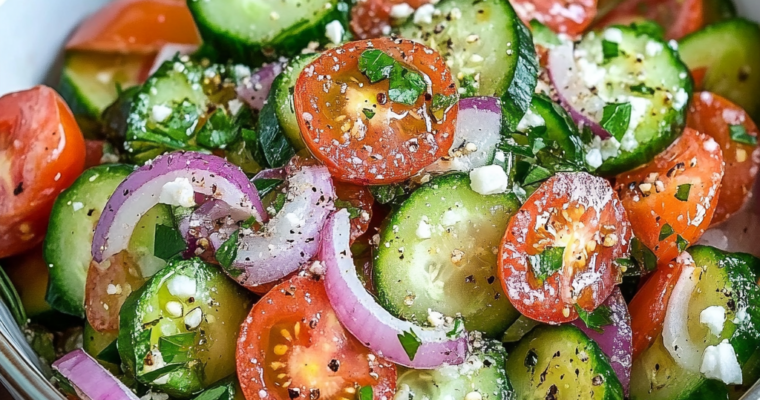 La Meilleure Salade de Concombre, Tomate et Oignon en 15 Minutes